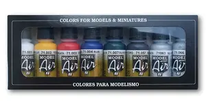 Akrila gaisa smidzināšanas krāsu komplekts VALLEJO Model Air Basic Colors 8 x 17 ml