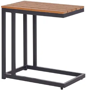 Outdoor side table Beliani MESSINA — light wood top with black frame