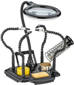 Helping Hands Soldering Stand with Magnifying Lamp and Gooseneck Arms, GOOBAY RB76558