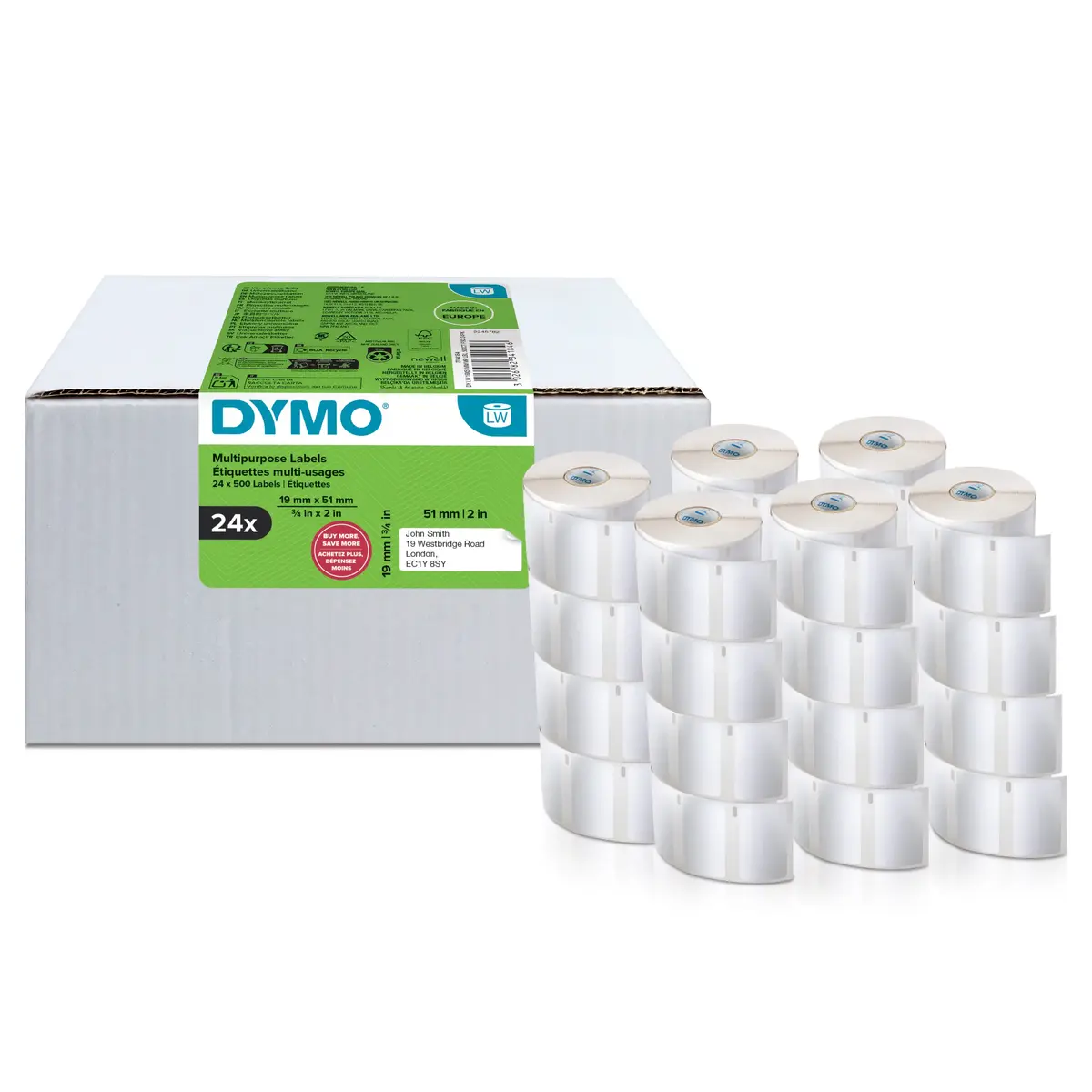 Dymo LW etiķetes 19×51 mm 24 ruļļi 2234184 Photo 2