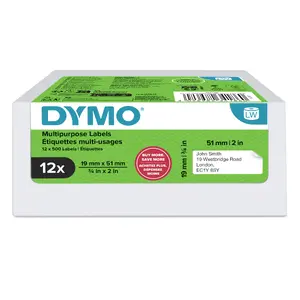 Label roll, Dymo LW return address labels 19 x 51 mm, pack 12 rolls (500 labels each)