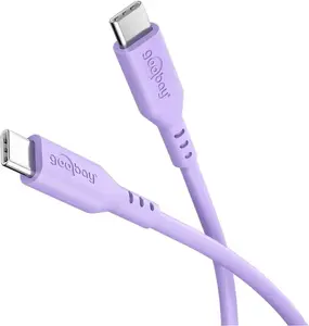 USB-C silicone cable WENTRONIC Goobay 1.5 m purple, model 77745, USB-C to USB-C