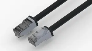 Уличный патч‑кабель slim wirewin KAT6A S/FTP с антивоздействием UV, PUR оболочка, черный RJ45
