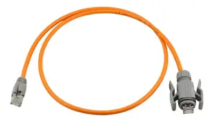 Industrial Patch Cable slim wirewin KAT6A S/FTP, Anti-UV PUR Jacket, orange, 1x IP67 RJ45, model PKW-I1-SF-K6A-PUR 1.0 OR