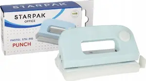Дырокол STARPAK STK-310 — диаметр 0.8 мм, вместимость 80 листов, пастельный голубой