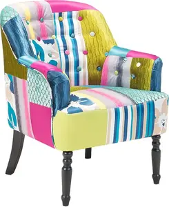 Krēsls Beliani MANDAL — apšūts pītčvorka (patchwork) krēsls zilā krāsā, modelis 39523