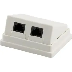 Surface-Mount Network Wall Socket DS-IT DS-VR4, Cat5e UTP, 2×RJ45, White