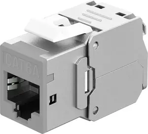 Keystone RJ45 Module WENTRONIC Goobay CAT6A STP Slim, light gray