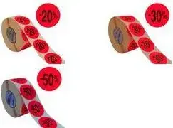 METO Promo labels round 40 mm, fluorescent red, self-adhesive, solvent-free, 1 piece