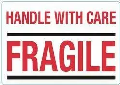 rillprint Hinweisetiketten HANDLE WITH CARE / FRAGILE permanent adhesive white/red label, 1 pc (76850)