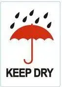 rillprint brīdinājuma uzlīme KEEP DRY ar pastāvīgu līmi, balta/sarkana/melnā, 1 gab.