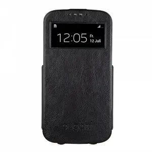 Ādas UltraThin S-View flip maciņš Samsung Galaxy S4 i9500, zīmols BUGATTI, modelis BUGFCi9500BK, melns