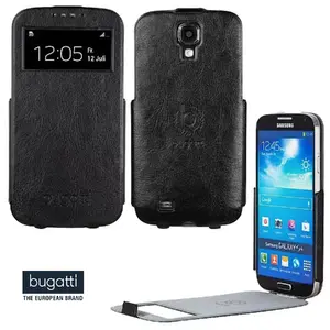 Leather UltraThin S-View Flip Case for Samsung Galaxy S4 i9500 by BUGATTI, model BUGFCi9500BK, Black