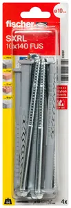Анкер-шуруп FISCHER 536187 длинный дюбель для стен, набор 4 шт., модель SXRL 10 x 140