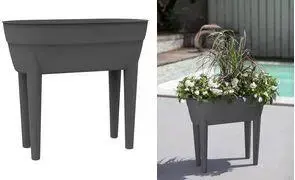 EDA raised planter OSAKA model 013587 G.ANT CX, anthracite, soil volume 48 L, with feet