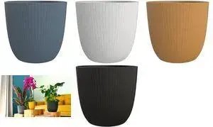 Puķupoda pārsegs EDA IRIS modelis 013322 J.CU SX5, plastmasa, diametrs 137 mm, kurkumas krāsa, iekštelpām, rievots
