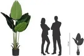 Artificial Banana Tree Paperflow PABAN115 — height 1,150 mm, fabric leaves, plastic trunk and branches