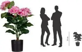 Искусственная гортензия Paperflow PAHORT55, розовая, цветы и листья из полиэстера, ствол из полиэтилена, высота 550 мм