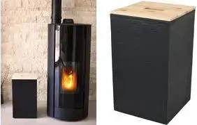 Pelletu uzglabāšanas kaste EDA 010481 NO, plastmasa ar koka vāku, 36 L, melna, tilpums līdz 20 kg