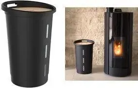 Uzglabāšanas kaste EDA Pellets-Aufbewahrungsbox 38 l, melns plastmasa ar koka vāku, ietilpība 20 kg