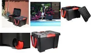 Storage Box EDA STOCK'R 120 L, black, stackable and nestable, lockable with lid