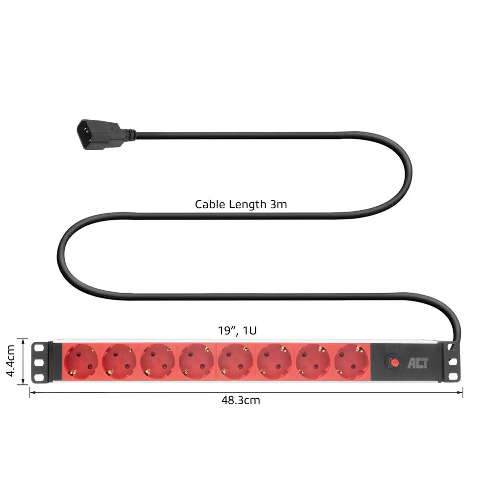 Розетка PDU ACT 19 дюймов C14 на 8 розеток PD3004 Photo 6