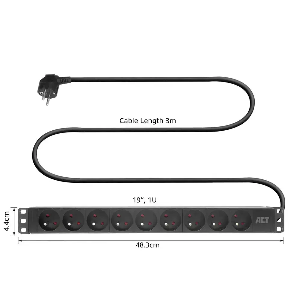 ACT PDU 19" Extension Lead with 9 Type E Sockets Photo 6
