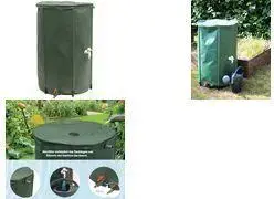 Rainwater Barrel EDA RÉCUP'O, 500 L flexible foldable kit, Ø 800 mm, green, UV-resistant
