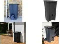 Rain Barrel EDA RECUP DECO 150 L, anthracite plastic, UV-resistant, 50% recycled material