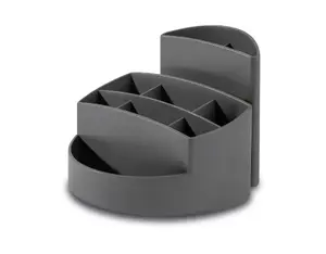 Pen and pencil holder HAN-Bürogeräte RONDO polystyrene grey, 9 compartments