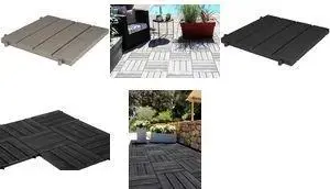 EDA pamatplāksne terasēm koka izskatā, modelis 010902 NO, melns plastmasas, platums 384 mm, UV un hlora izturīga, neslīdoša