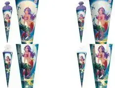 Школьный конус (Schultüte) ROTH Magische Meerjungfrau круглой формы 700 мм с фольговым фетровым застежкой и прочным наконечником ROTH