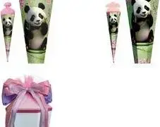 ROTH Schultüte «Panda» квадратная 850 мм с блестящей окантовкой и органзовой застёжкой