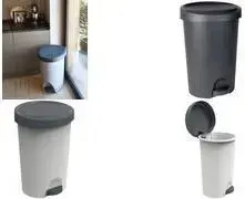 EDA Step Pedal Trash Bin Stepy 70 L, polypropylene (PP), grey/concrete finish, with foot pedal