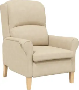 Krēsls VidaXL modelis 42009874 — krēmkrāsas auduma apdare, koka rāmis, ergonomisks