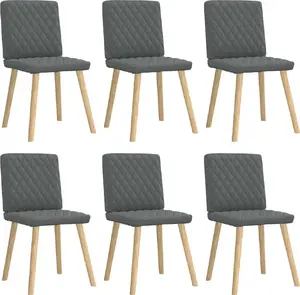 Krēslu komplekts VidaXL 6 gab. tumši pelēki, ar auduma apdari, modelis 3315492