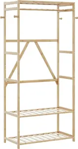 Вешалка для одежды с полками Hedo модель 4008922 — бамбук, 80x40x175 см