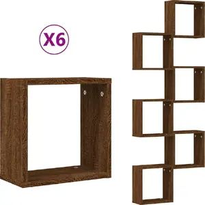 Настенная полка VidaXL Cube набор 6 шт Коричневый дуб 30x15x30 см