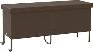 Outdoor Storage Chest VidaXL 4103832 Brown Polyrattan with Wheels