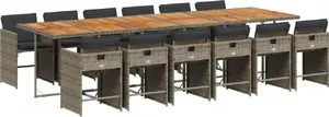 Садовая мебель VidaXL 13 предметов с подушками, серый PE-раттан, 13 шт.