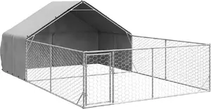 Āra suņu voljērs ar izvestu VidaXL modelis 3329242 – cinkots tērauds, izbūve 6x3x1,9 m