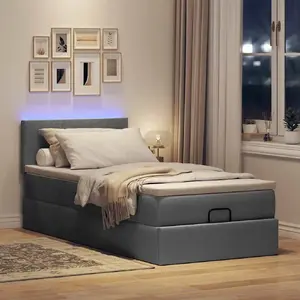 Кровать с подъёмным механизмом и матрасом VidaXL 100x200 см, ткань, серая