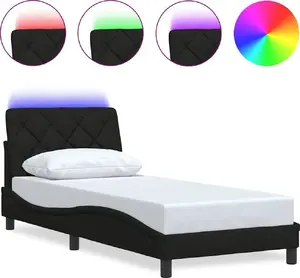Gultas rāmja ar LED apgaismojumu VidaXL 3310645 — melna, priekš 90x200 cm matracī (bez matrača)