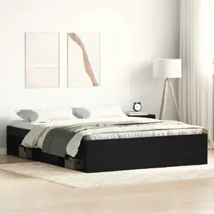 Gultas rāmis VidaXL modelis 3329334, melnā ozola virsma, priekš 160x200 cm matracis
