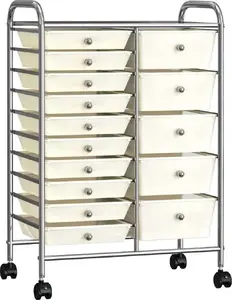 Storage cabinet on castors VidaXL model 320408 with 15 drawers, white, mobile storage unit