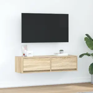 ТВ-тумба VidaXL модель 861528 в отделке Sonoma Oak с полками и ящиком для гостиной