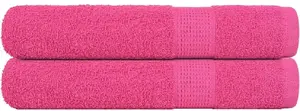 Bath towel set VidaXL 2 pieces pink 100x200 cm 100% cotton