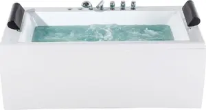 Bathtub Beliani MONTEGO with LED and hydromassage, white, 172 x 83 cm