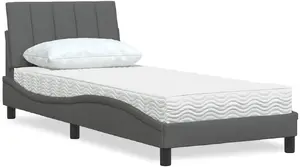 Кровать с матрасом VidaXL, темно-серый тканевый чехол, матрас 80x200 см (модель 3310490)