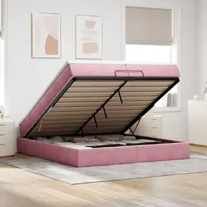 Каркас кровати с ящиком и матрасами VidaXL 200x200 см бархат розовый